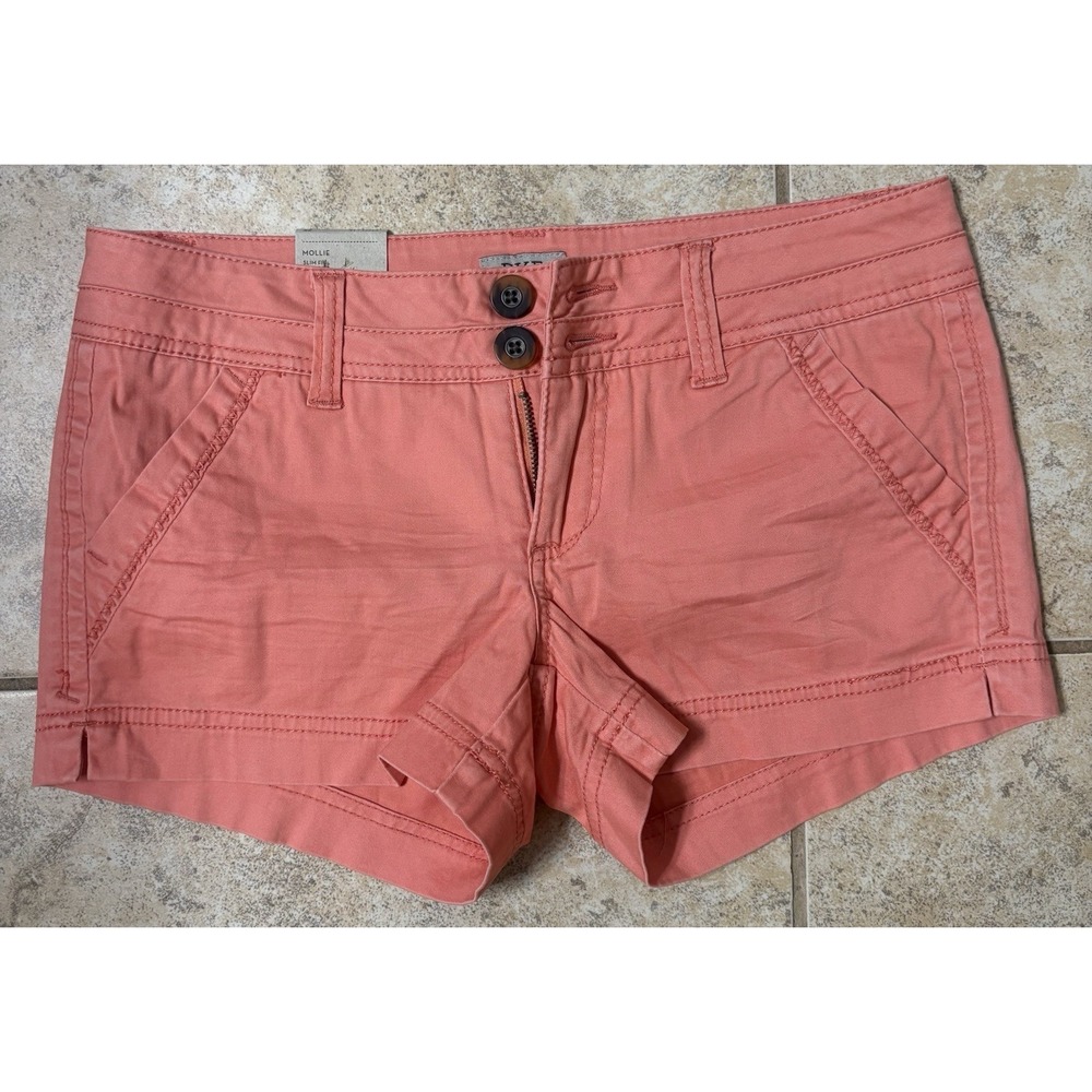 NWT BKE Mollie Low Rise Slim Fit Coral Pink Utility Shorts Women's Size 25